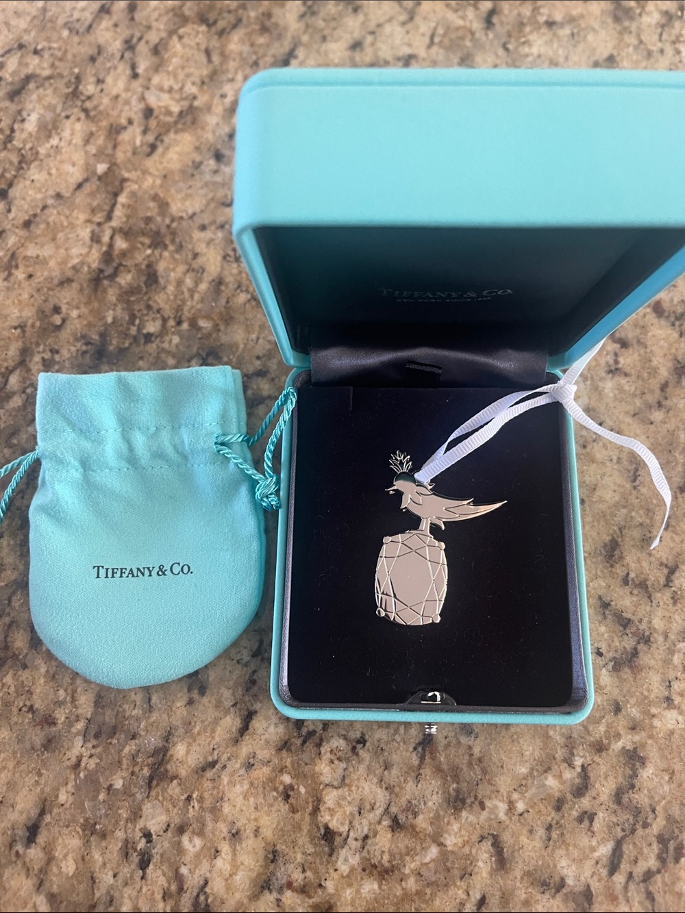 Tiffany & Co. Turquoise Blue Bird Pendant with Pouch
